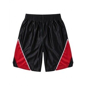 VTG FINL 665 Baggy Shiny Silky Dazzle Basketball Shorts SZ Medium Black Red